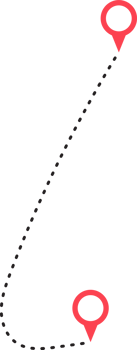 Route icon between two points with dotted path and location pin png