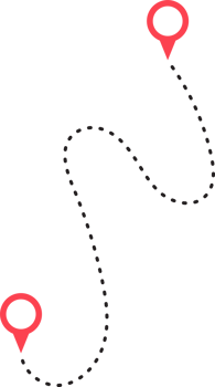 Route icon between two points with dotted path and location pin png