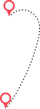 Route icon between two points with dotted path and location pin png