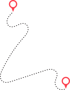 Route icon between two points with dotted path and location pin png