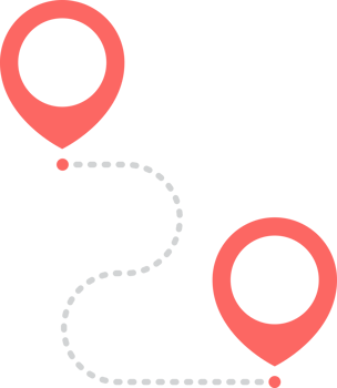 Route icon with pointer pin and dotted path png