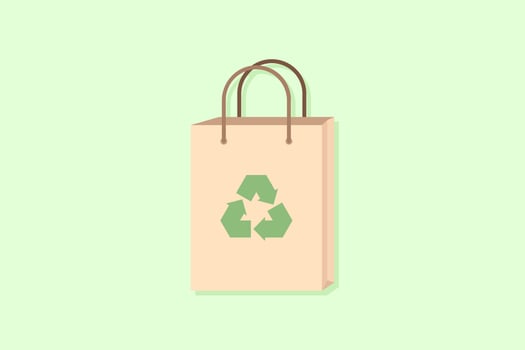 Environmentally friendly bag, recycle icon, green color, flat design vector design template
