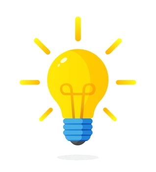 Flat illustration of light bulb with rays shine vector