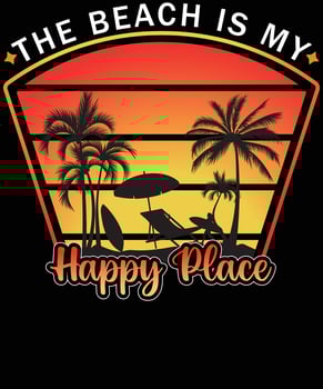 The beach is my happy place summer t shirt design vector