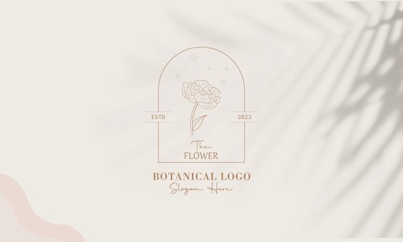 Botanical Floral element Hand Drawn Logo with Wild Flower and Leaves. vector