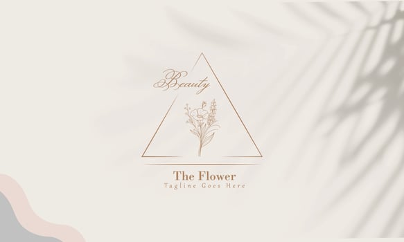 Botanical Floral element Hand Drawn Logo with Wild Flower and Leaves. vector