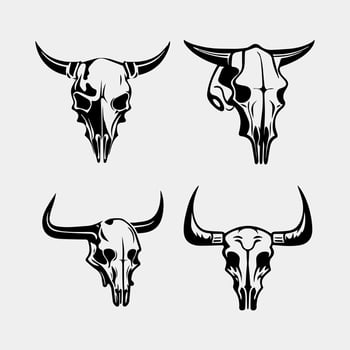 set of cow skull vector design idea, symbol, logo