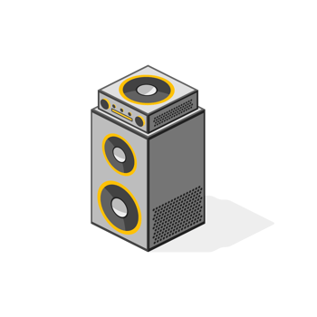 3d isometric sound box speaker with amplifier PNG