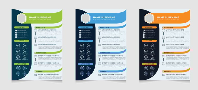 Modern minimal and professional resume cv with cover letter or cv design template vector