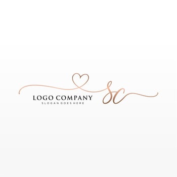 Initial SC feminine logo collections template. handwriting logo of initial signature, wedding, fashion, jewerly, boutique, floral and botanical with creative template for any company or business. vector