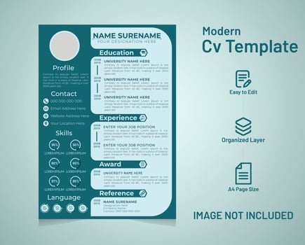 Modern Minimal and professional resume cv with cover letter or cv design template vector