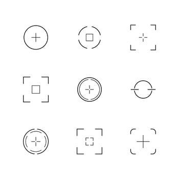 Camera viewfinder linear vector icons. Isolated autofocus outline pictograms collection on white