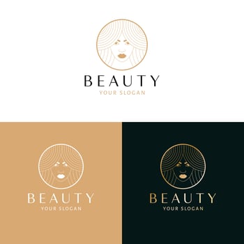 Beauty and cosmetics logo design. Beautiful woman face portrait vector logotype. Feminine logo template.