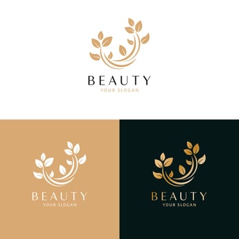 Beauty and cosmetics logo design. Abstract leaves vectror logotype. Floral logo template. vector