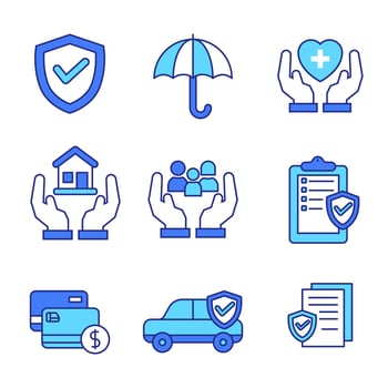 Set of insurance icons in linear color design isolated on white background vector