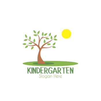 Preschool, kindergarten, playgroup logo icon design template. Children school vector illustration
