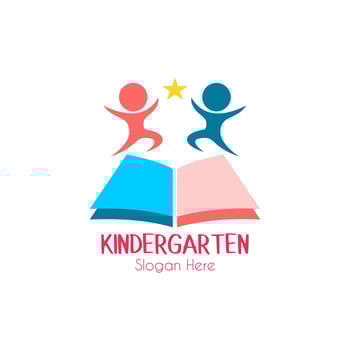Preschool, kindergarten, playgroup logo icon design template. Children school vector illustration