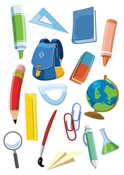 school supplies set vector