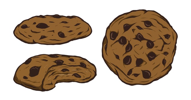 A drawing of a chocolate chip cookie vector