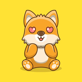 Vector dog sitting shocked cute creative kawaii cartoon mascot
