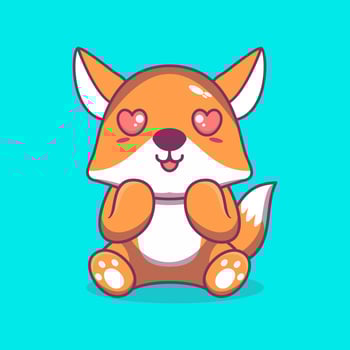 Vector fox sitting shocked cute creative kawaii cartoon mascot