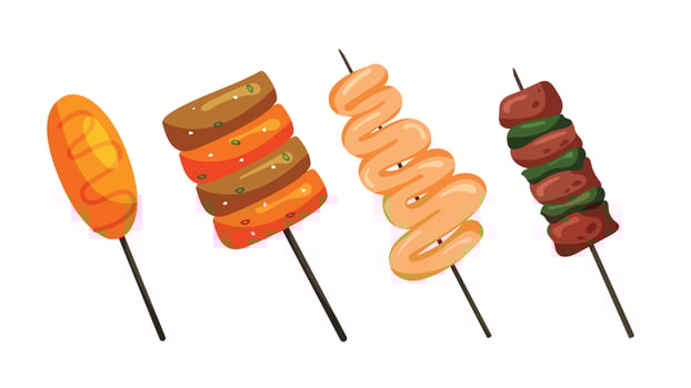 Korean street food, korean traditional food illustration vector