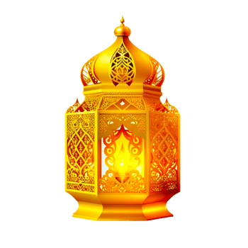 Ramadan lantern with glowing light png