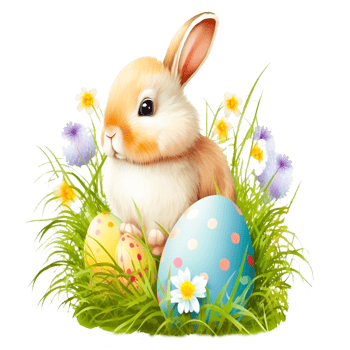 Easter rabbit with cartoon Easter egg png