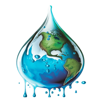 Earth globe in water drop form, environment concept png