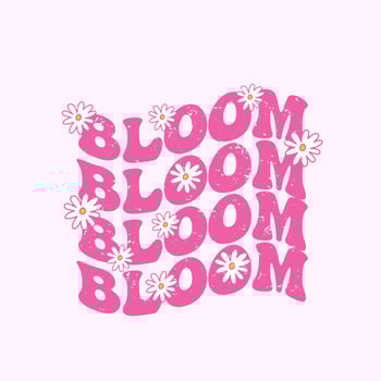 Retro slogan Bloom, with hippie flowers. Colorful lettering in vintage style. vector