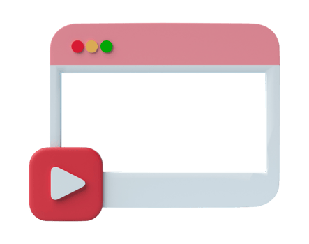 3D Social media, video media player Interface isolated on transparent background png