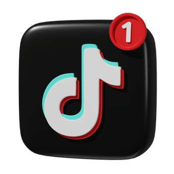 3D render, TikTok logo icon with new notification isolated on transparent background. png