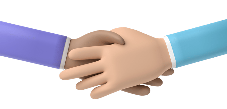 3D Handshake of business partners in cartoon style isolated on transparent background png
