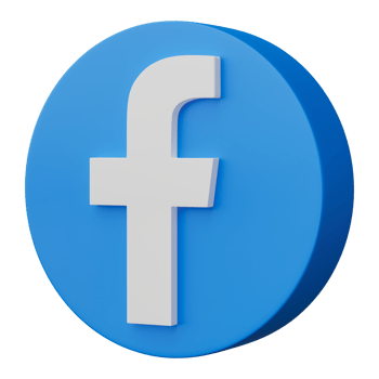 3D render, Facebook logo icon isolated on transparent background. png