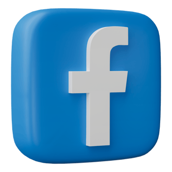 3D render, Facebook logo icon isolated on transparent background. png