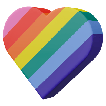 3D render, Pride LGBT on heart icon isolated on transparent background. png