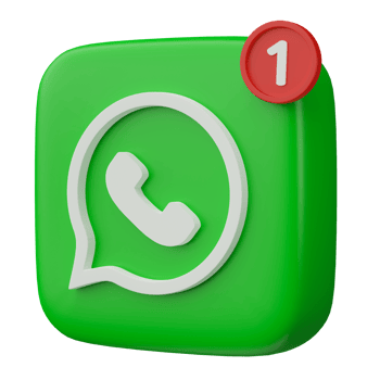 3D render, whatsapp logo icon with new notification isolated on transparent background. png