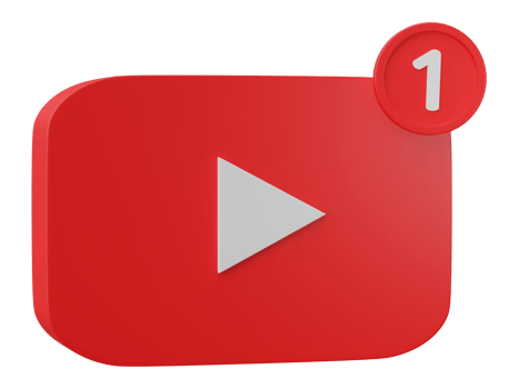 3D youtube logo icon with new notification isolated on transparent background. png