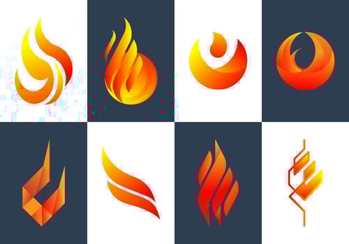 Set of creative flames logo vector template. Modern and futuristic concept.