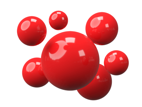 3D rendering, Flying red spheres ball isolated on transparent background png