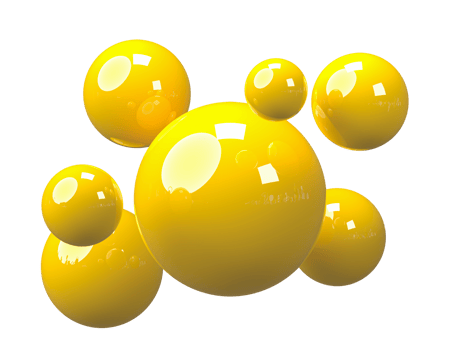 3D rendering, Flying yellow spheres ball isolated on transparent background png
