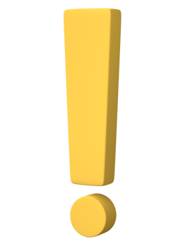 3D Exclamation mark symbol, caution sign icon isolated on transparent background png file.
