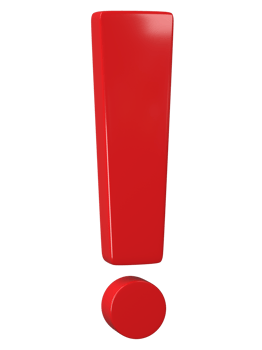 3D Exclamation mark symbol, caution sign icon isolated on transparent background png file.