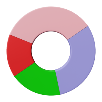 3D Pie chart infographic icon isolated on transparent background, png file.