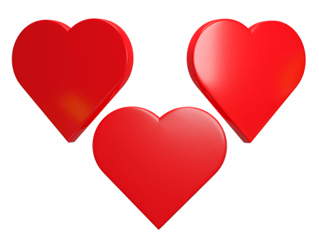 3D rendering, Set of red heart isolated on transparent background png