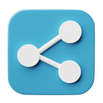 3D Share icon isolated on transparent background, png file.
