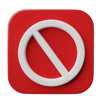 3D Stop sign prohibition or forbidden icon isolated on transparent background, png file.