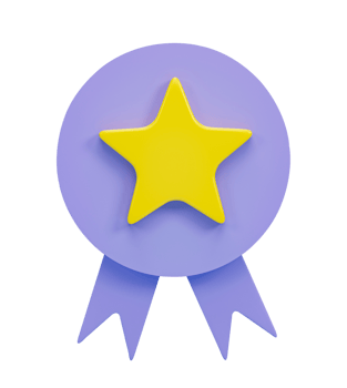 3D render. Award winner medal with star and ribbon isolated on transparent background png