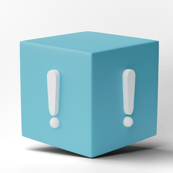 3D Box with Exclamation mark symbol, caution sign icon isolated on transparent background png file.
