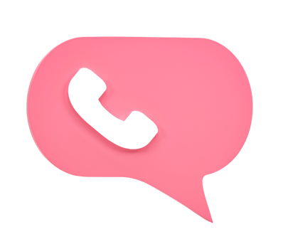 3D rendering, phone call icon on pink chat bubble isolated on transparent background png
